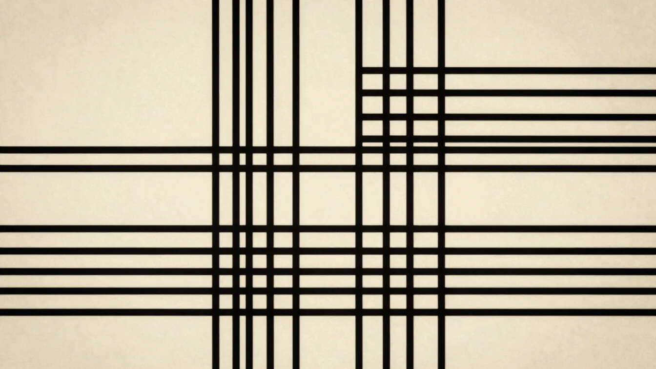 Abstract digital art, high-contrast geometric lines on a warm par
